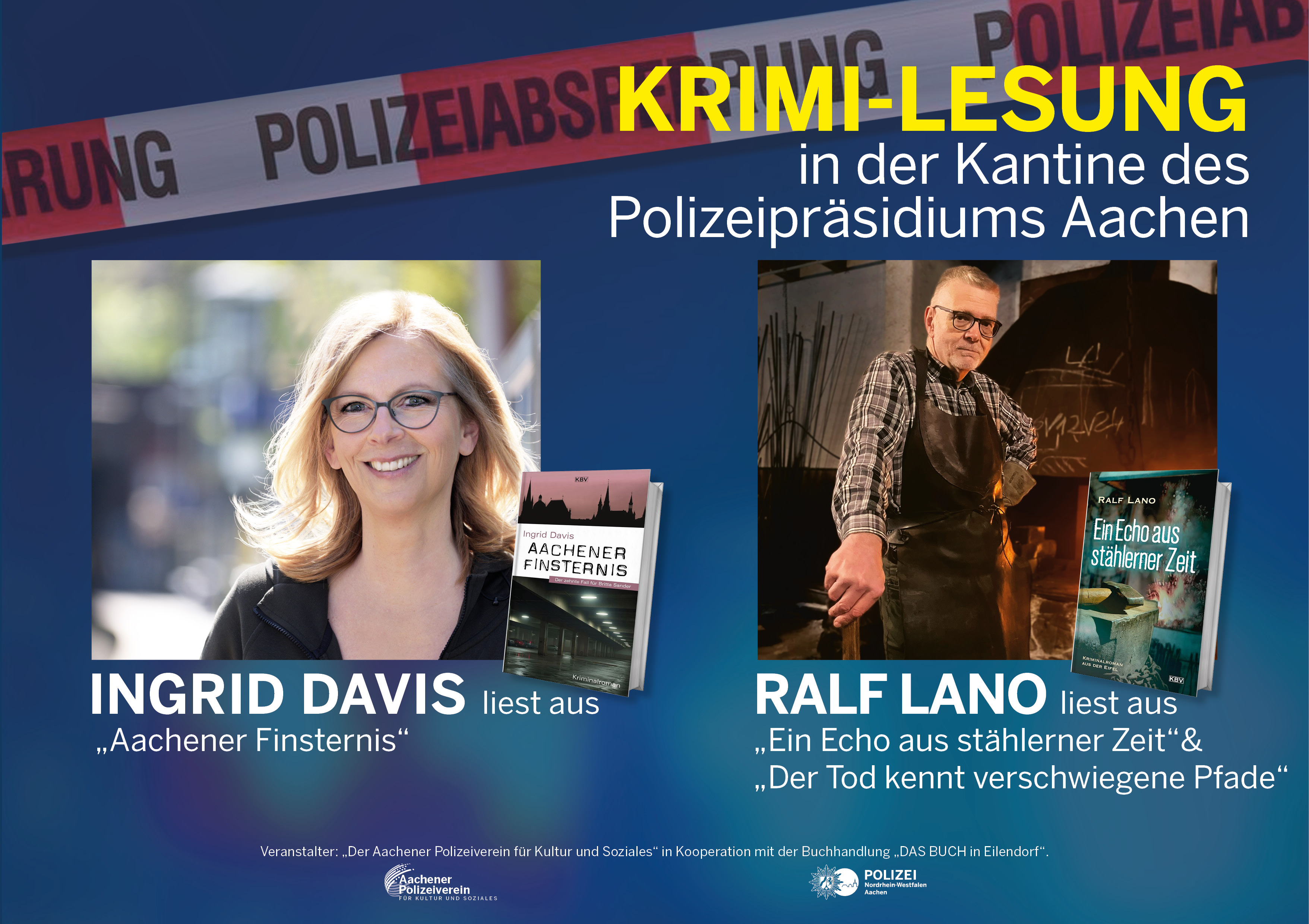 Krimi-Lesung bei der Polizei Aachen mit Ingrid Davis & Ralf Lano
