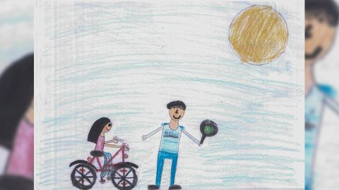 gemaltes Kinderbild, Fahrradprüfung
