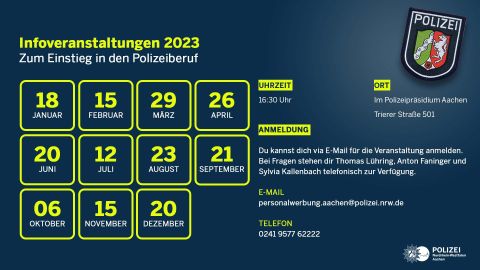 Infoveranstaltungen 2023 zum Einstieg in den Polizeiberuf